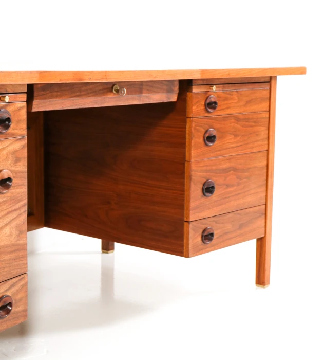 Mid-Century Modern Walnut Executive Desk by Edward Wormley for Dunbar, 1950s